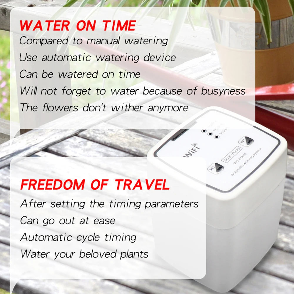 WiFi Drip Irrigation Kit, Dual Pump for 20 Plants by Smart Deals Picks