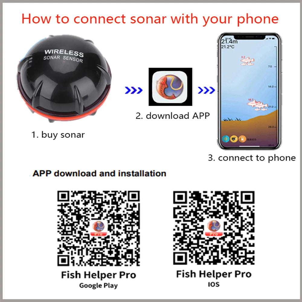 Wireless Bluetooth Sonar Fish Finder, 160 ft Range by Smart Deals Picks