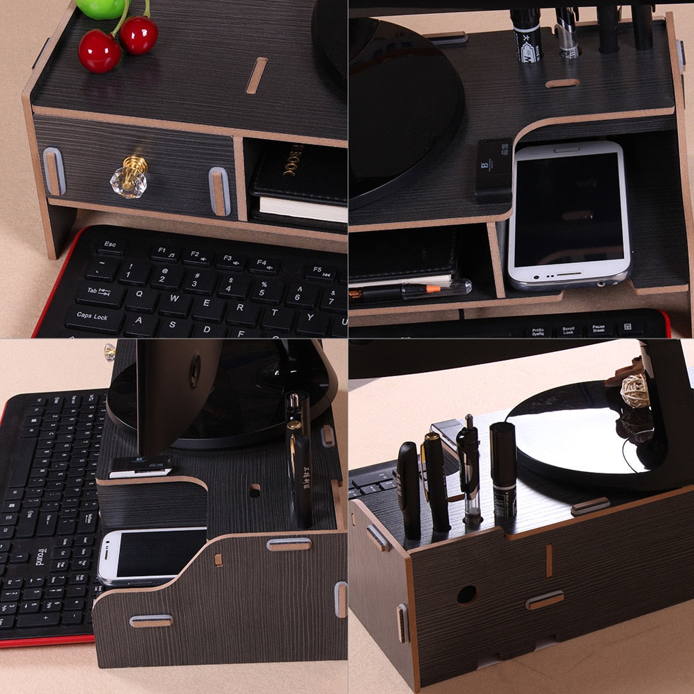 Wooden Monitor Riser with Organizer Drawer by Smart Deals Picks