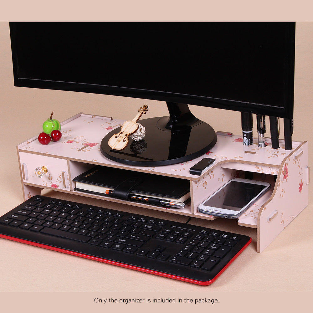 Wooden Monitor Riser with Organizer Drawer by Smart Deals Picks