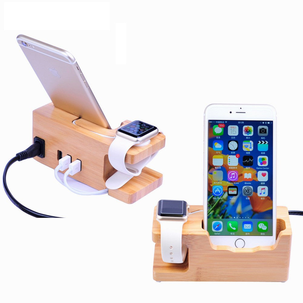 Wooden Multi-Device Charging Dock Station by Smart Deals Picks