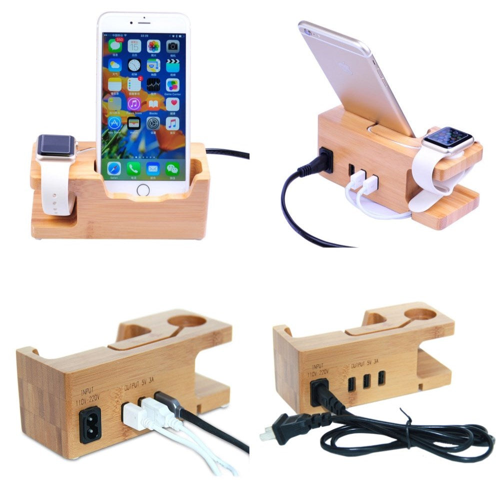 Wooden Multi-Device Charging Dock Station by Smart Deals Picks